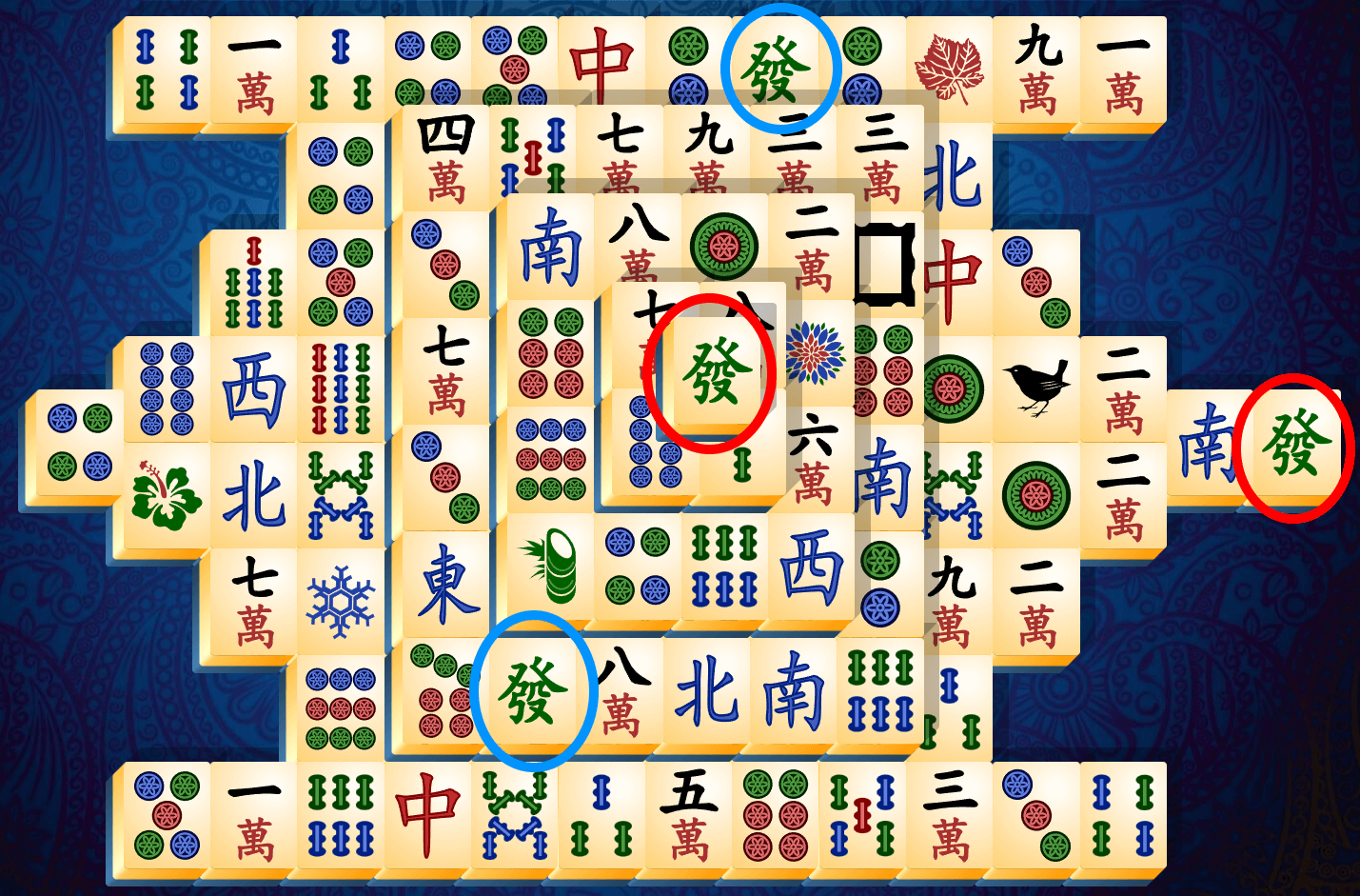 Mahjong Pasziánsz útmutató, 1. szakasz